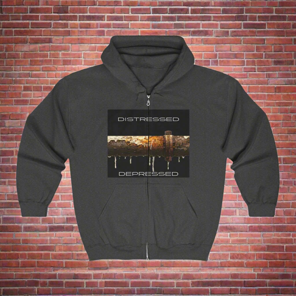 Unisex Heavy Blend™ Full Zip Hoodie"Distressed not Depressed" design