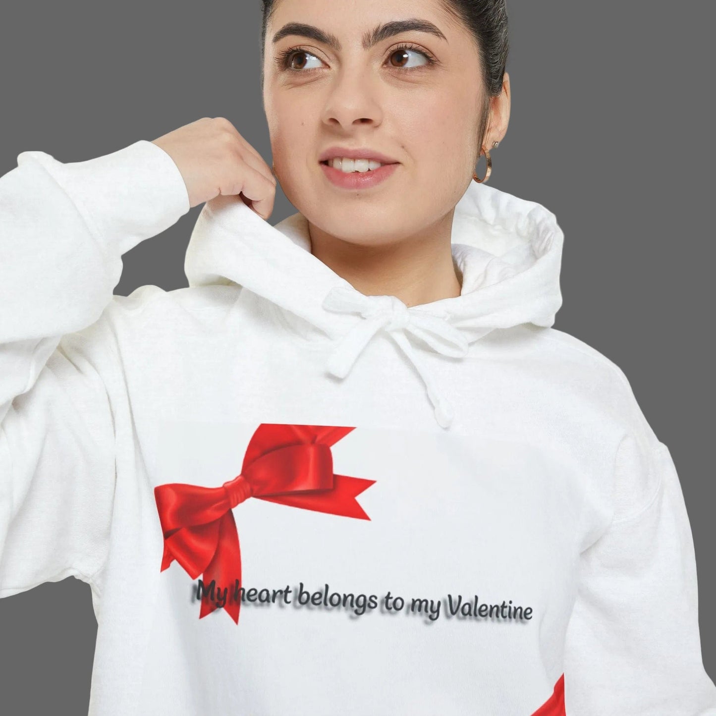 Valentine Ribbon Heart Hoodie — "My Heart Belongs to My Valentine"