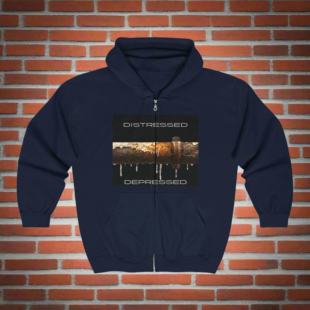 Unisex Heavy Blend™ Full Zip Hoodie"Distressed not Depressed" design