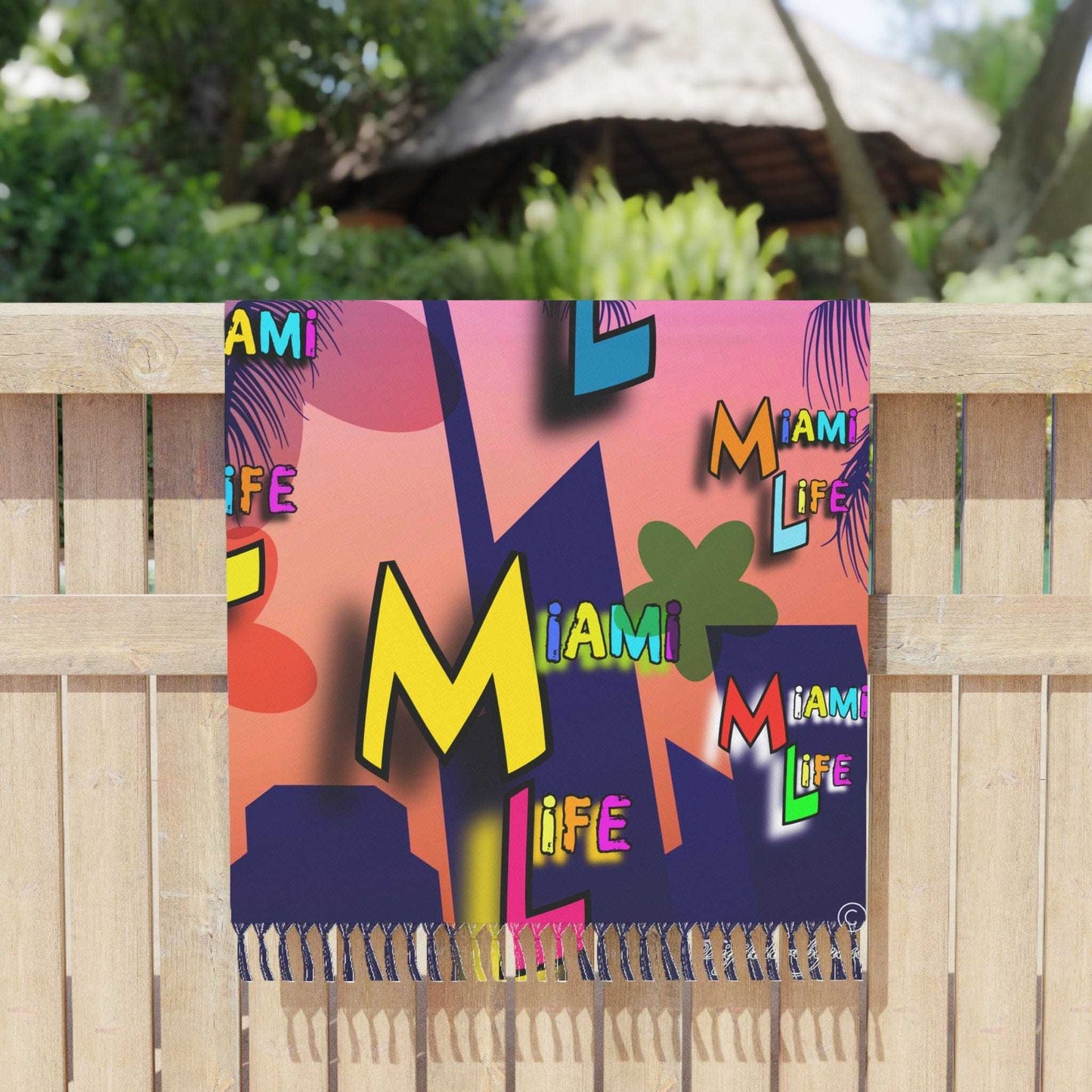Boho Beach Towel - Miami Life Colorful Bohemian Beach Wrap for Sunsets