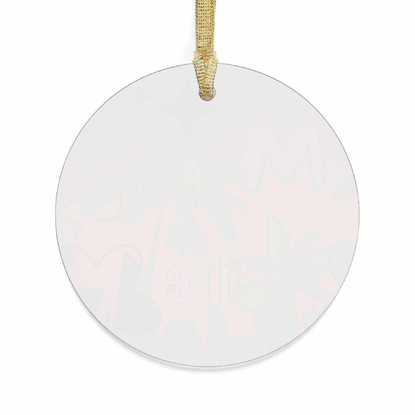 Set of Santa and Elf Acrylic Ornaments with clear glossy finish and gold hanging ribbons