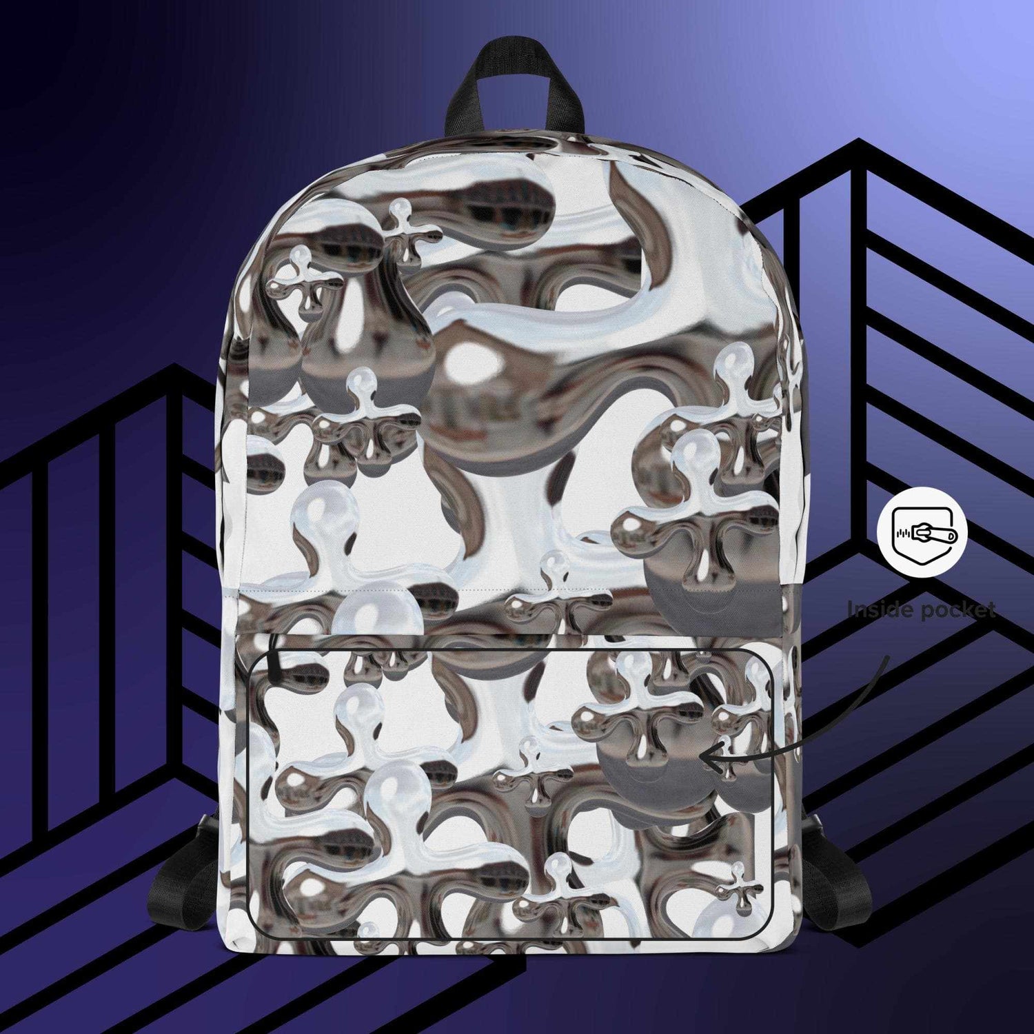 Multiple chrome crosses, intricately layered to create a bold, reflective pattern, perfect for adding a touch of edgy sophistication!