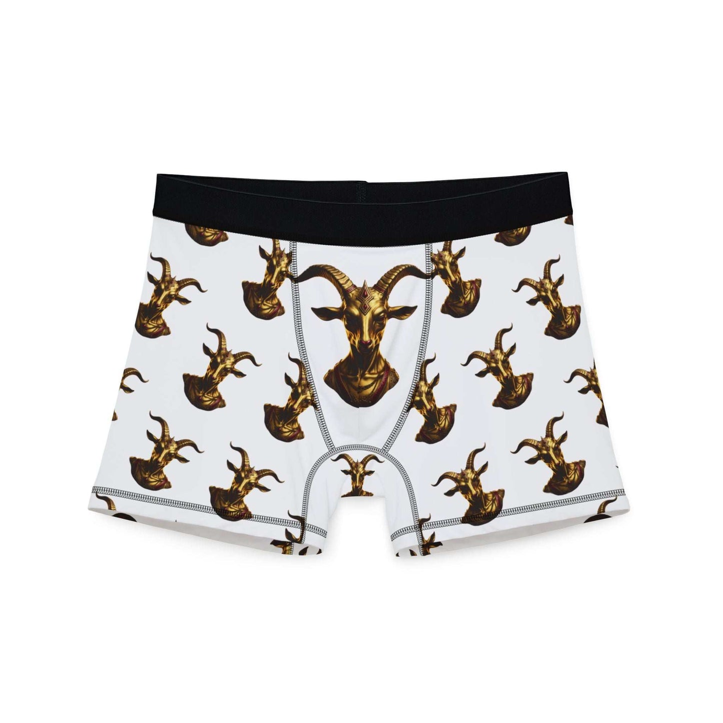 Baphomet Monogram Men’s boxers with gold statue all-over print and elastic waistband