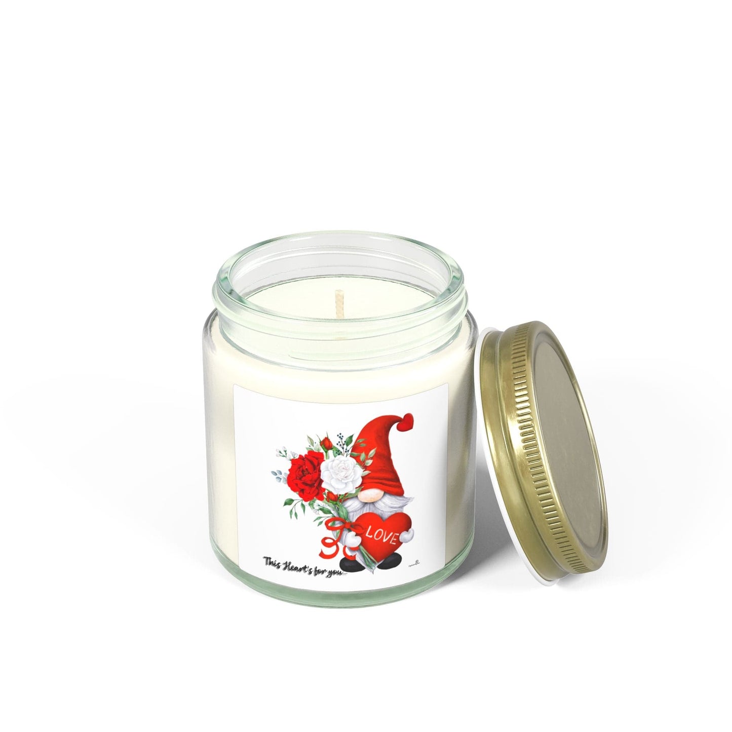 Coconut Apricot Soy Candle — Valentine Gnome Scented Jar (4oz & 9oz)
