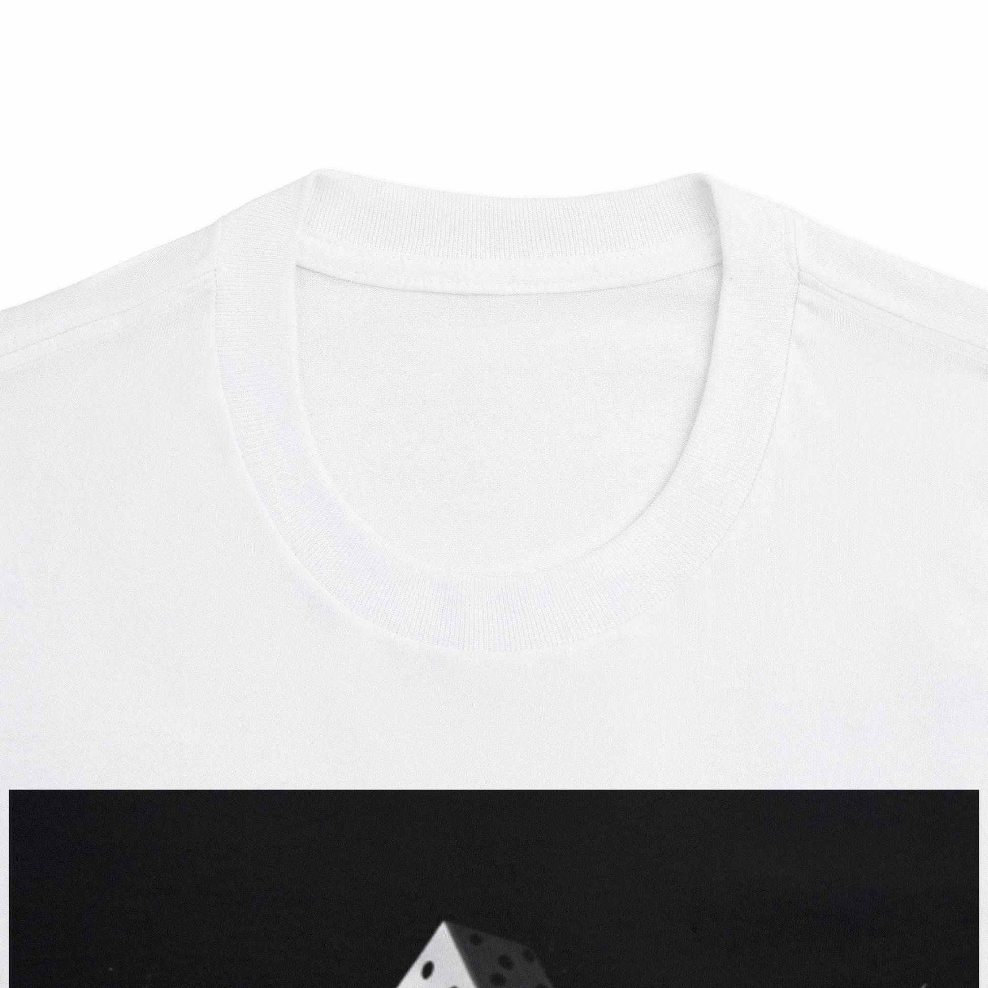 Graphic T-Shirt— Hand of Dust Rolling Dice Graphic T-Shirt a Gamble Dice Tee  —  Hand of Dust Rolling Dice Graphic T-Shirt White t-shirt with a black logo on a white background
