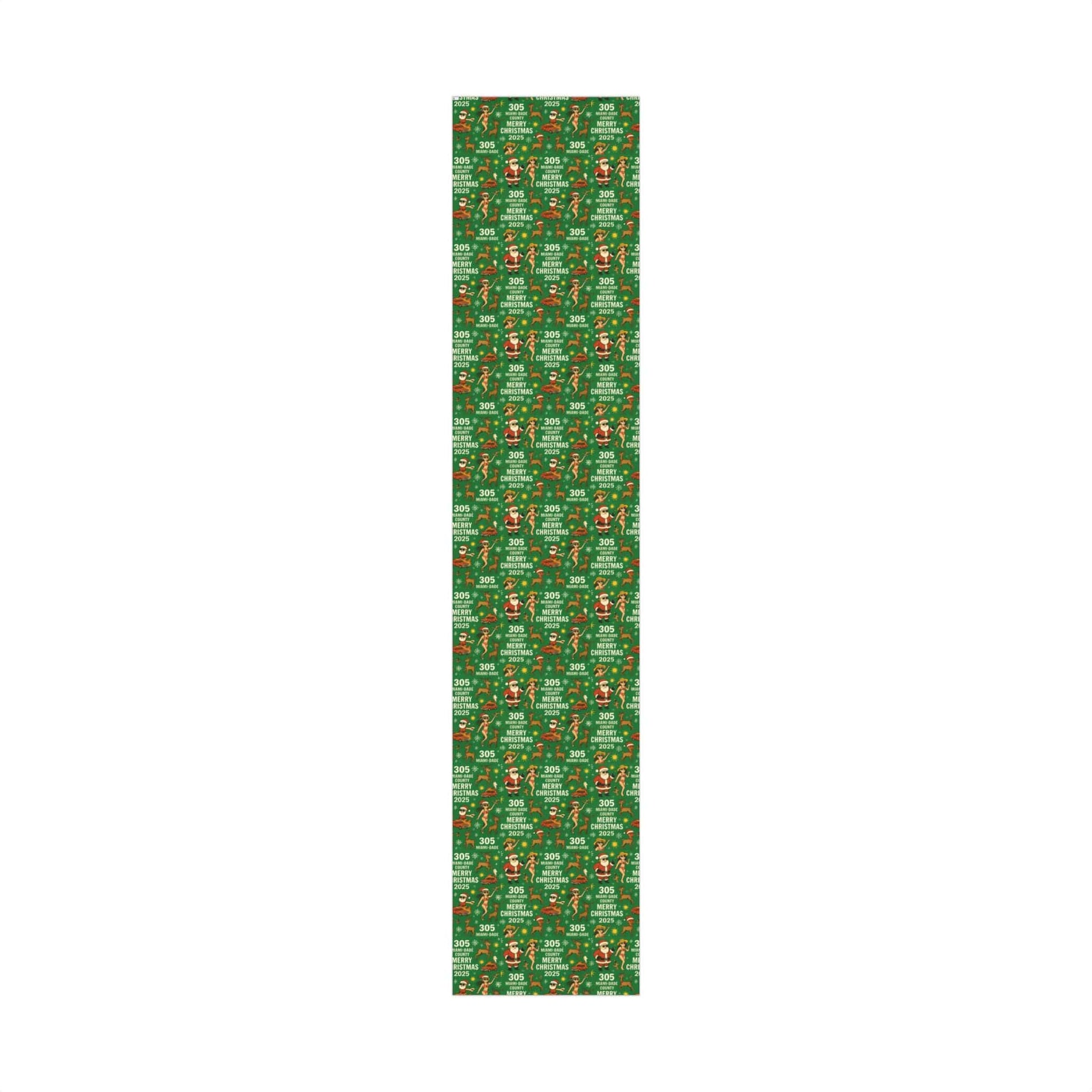 Miami Santa Gift Wrap Paper featuring Santa in lowrider cruising Miami-Dade with vibrant holiday design