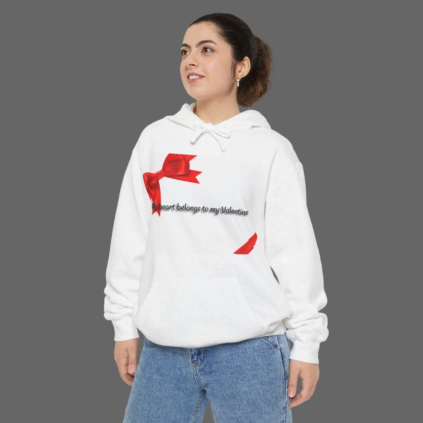 Valentine Ribbon Heart Hoodie — "My Heart Belongs to My Valentine"
