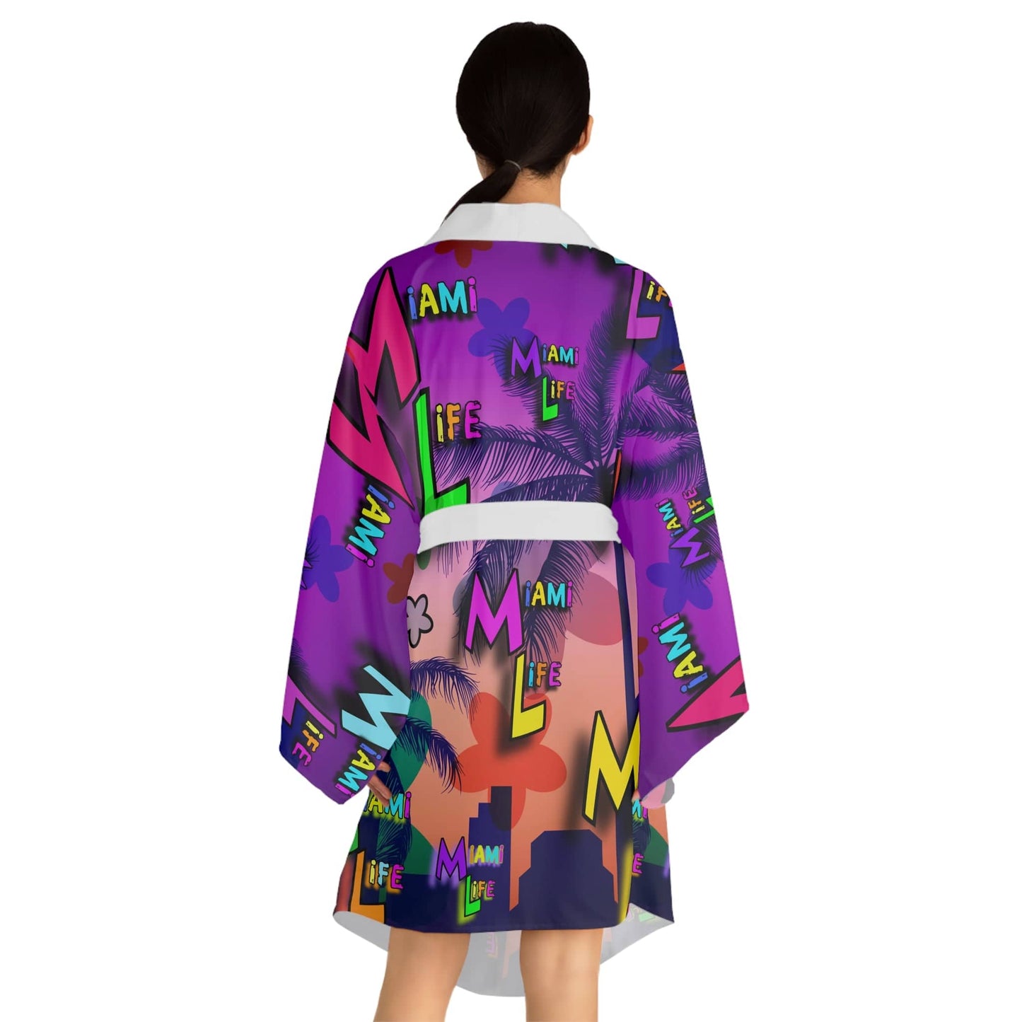 Miami Life Kimono Robe — Vibrant Tropical Long Sleeve Robe