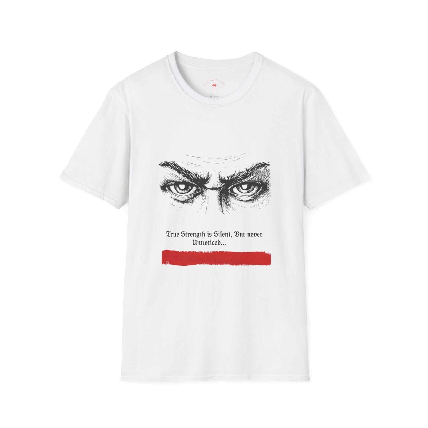 Natural color True Strength T-Shirt with minimalist motivational logo in soft, breathable cotton