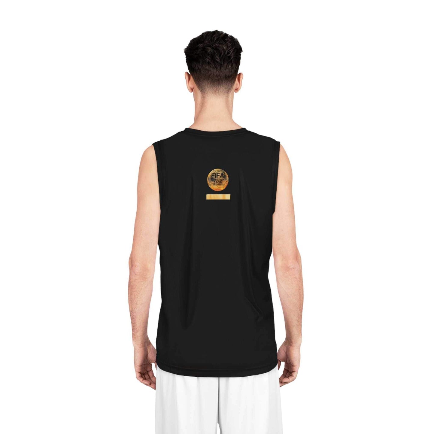 Miami Gold on Black basketball jersey with gold vertical stripes for FIFA World Cup 2026 tribute