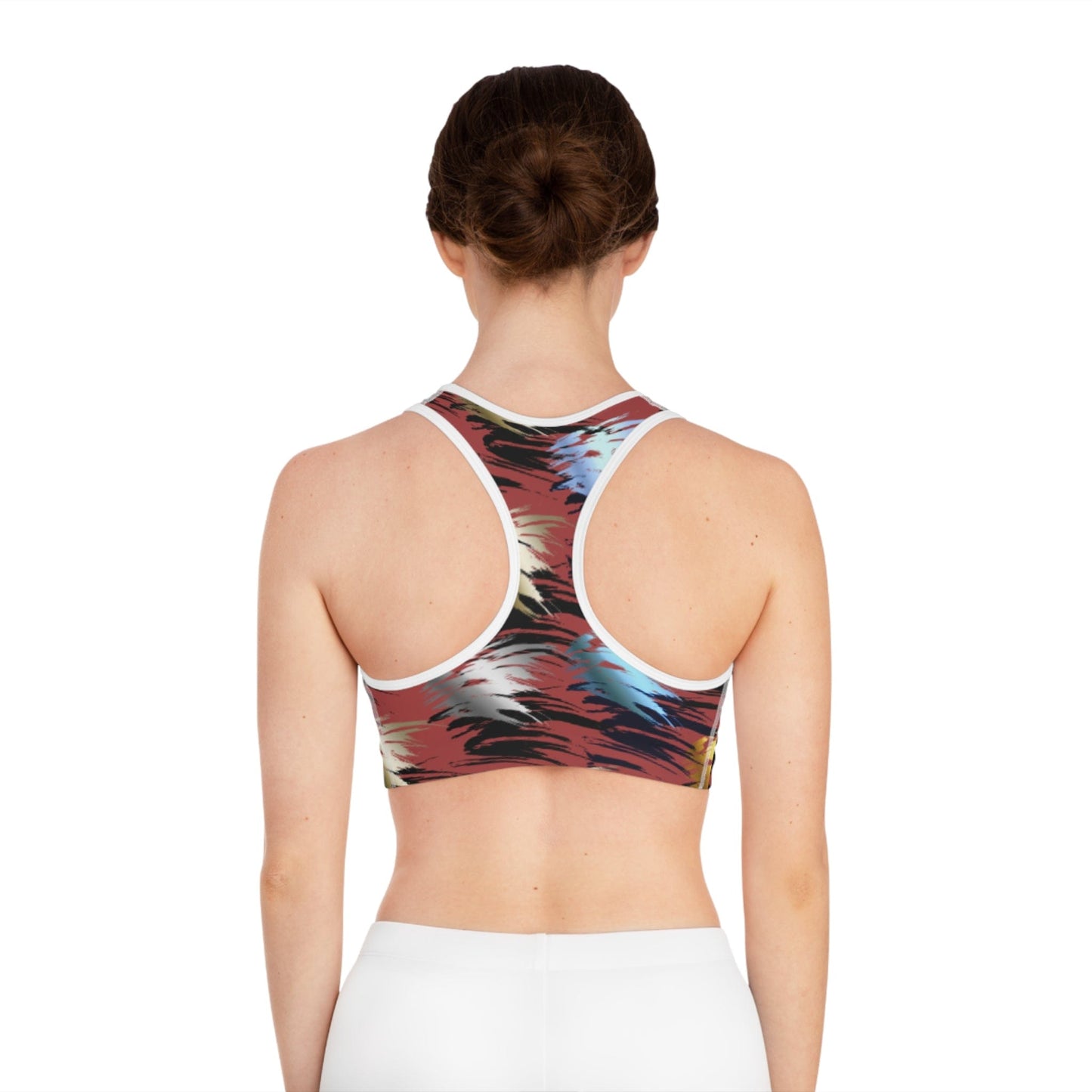 Yoga Sports Bra with Unique Paint Stroke Design