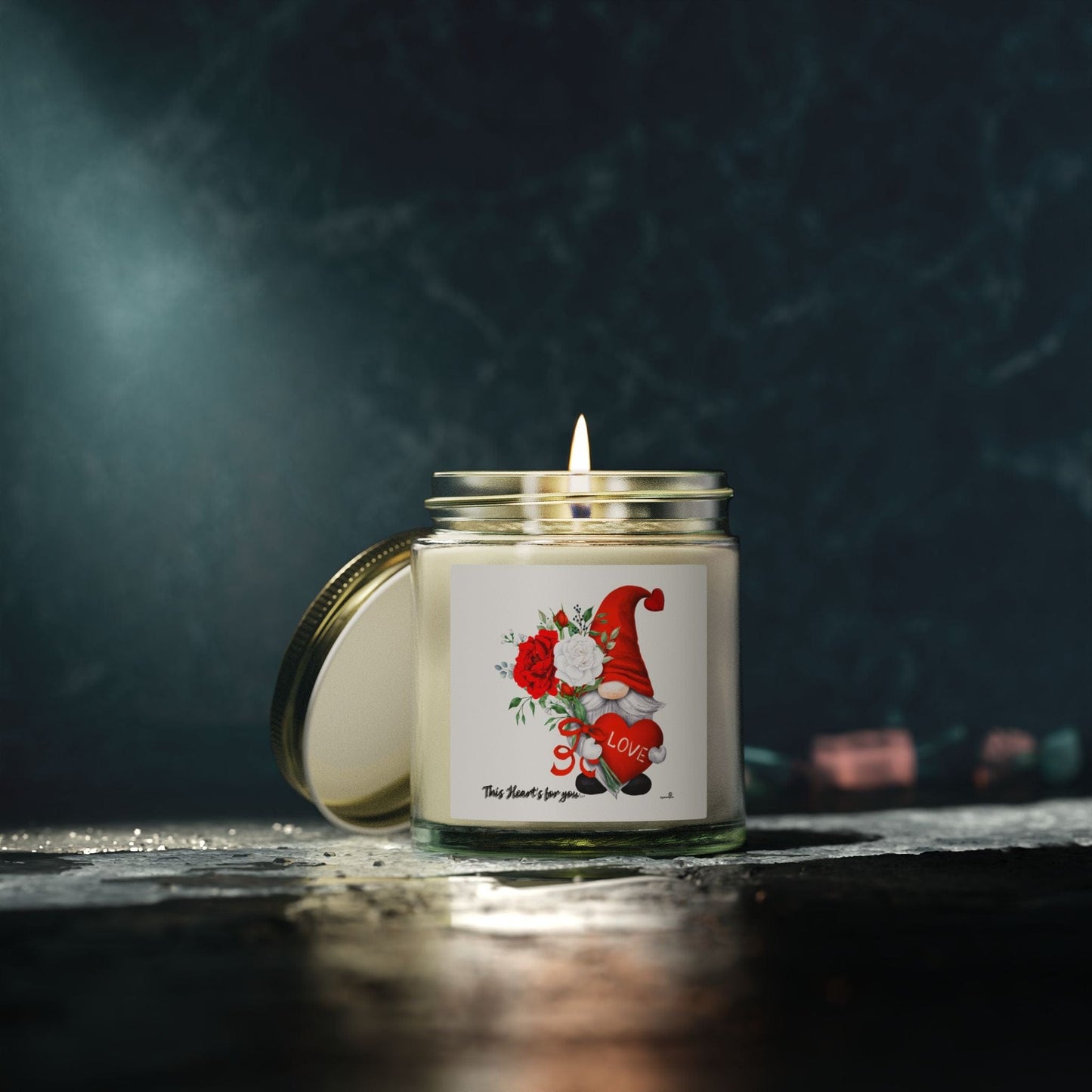 Coconut Apricot Soy Candle — Valentine Gnome Scented Jar (4oz & 9oz)