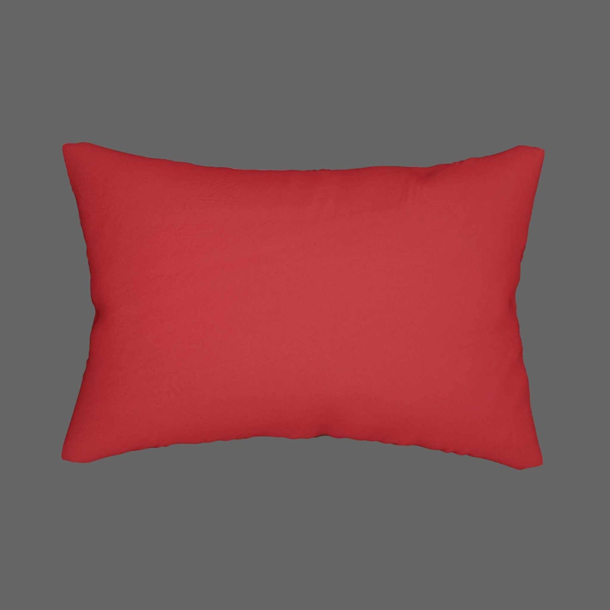 Lumbar Pillow — Romantic Rose Sunset Design Red pillow on a white background