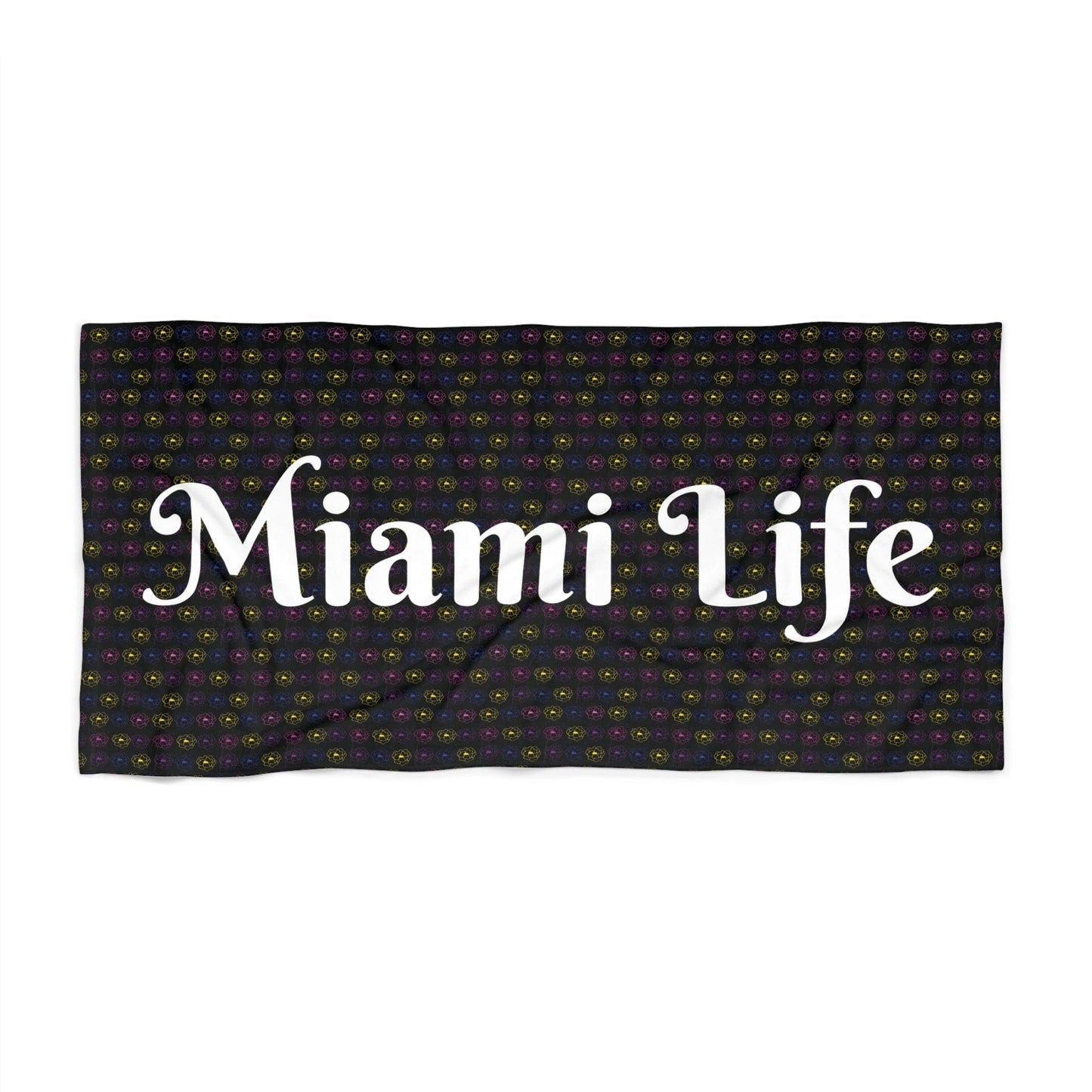 Bold color floral print beach towel with Miami vibes, quick-drying and durable for adults' beach use