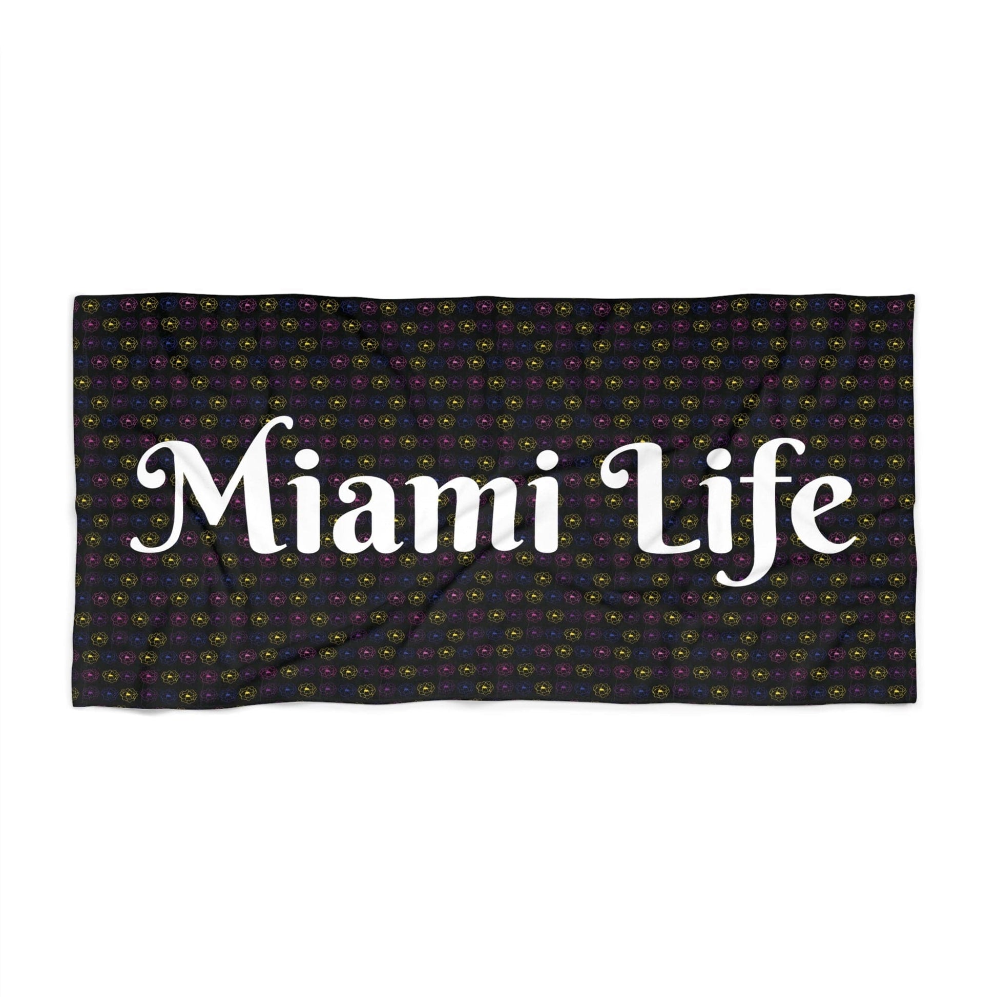 Bold color floral print beach towel with Miami vibes, quick-drying and durable for adults' beach use
