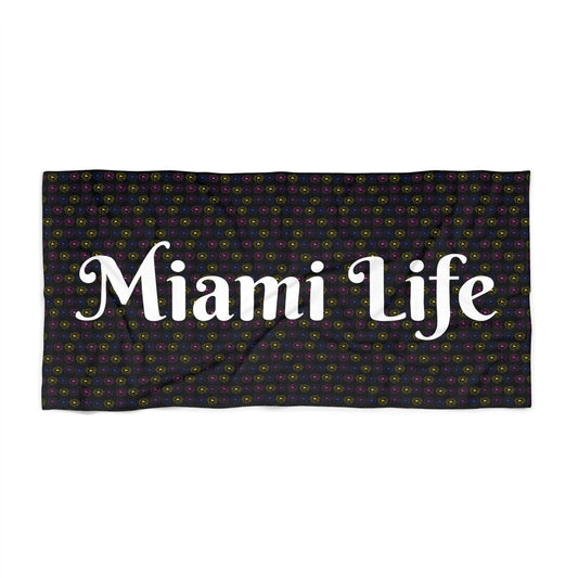 Bold color floral print beach towel with Miami vibes, quick-drying and durable for adults' beach use