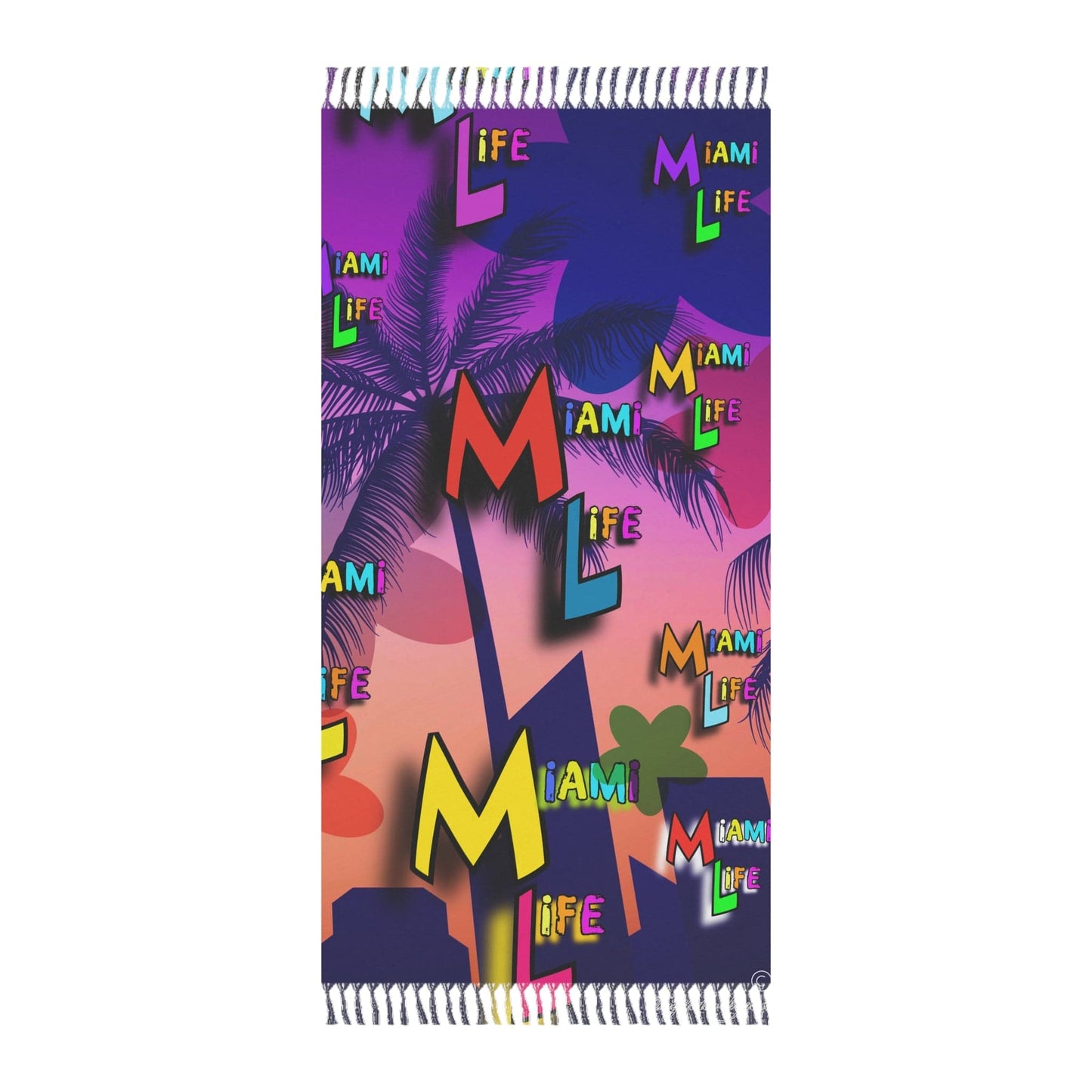 Boho Beach Towel — 'Miami Life' Colorful Bohemian Beach Wrap