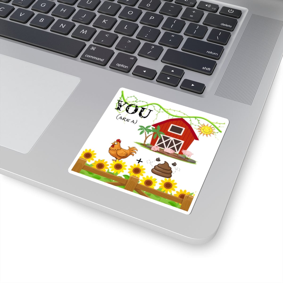 Stickers Funny Word Art Theme 'You Are a Chicken Poop' Cartoon Characters