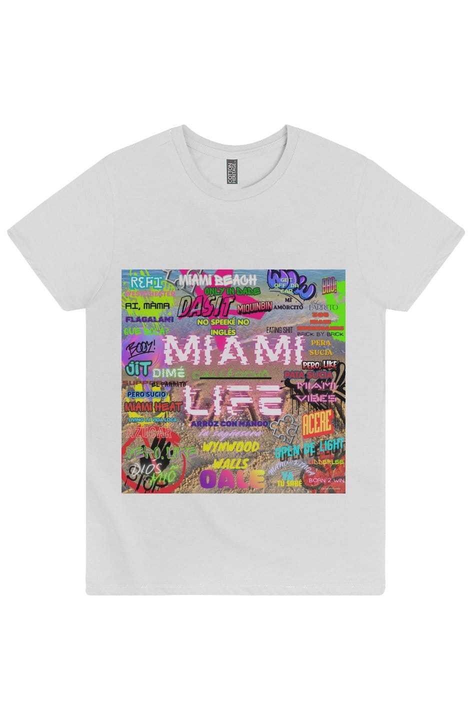 Miami Slang Tee in soft-washed cotton, ideal for custom prints and daily comfort