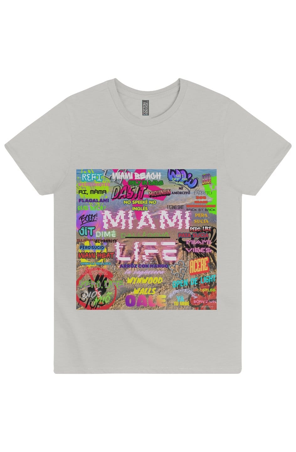Woman wearing soft-washed cotton Miami Slang Tee perfect for custom prints and everyday wear