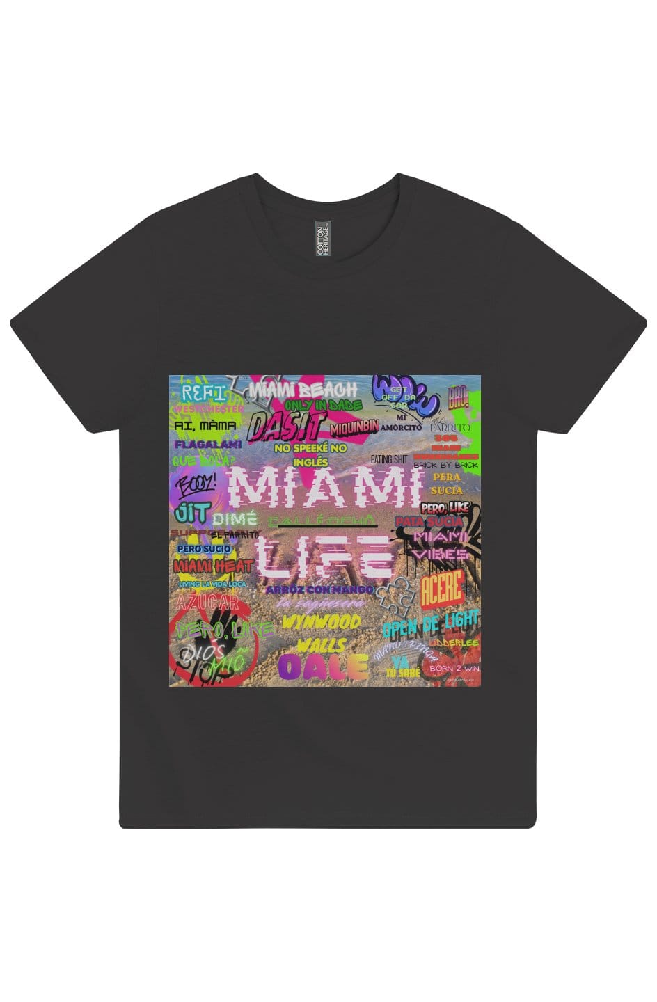 Miami Slang Tee soft-washed cotton custom print-ready women's daily t-shirt