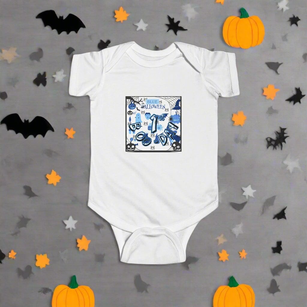 Baby Bodysuit Boy's 1st Blue Halloween Unique Font Design for Boys