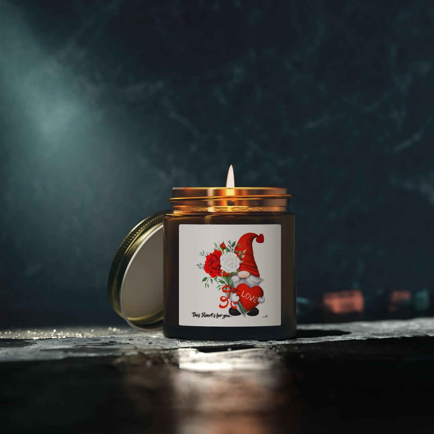Coconut Apricot Soy Candle — Valentine Gnome Scented Jar (4oz & 9oz)