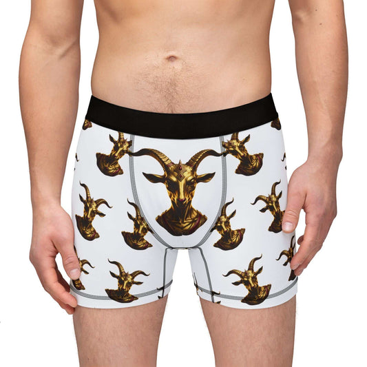Baphomet Monogram Men's boxers with gold statue all-over print and comfortable elastic waistband