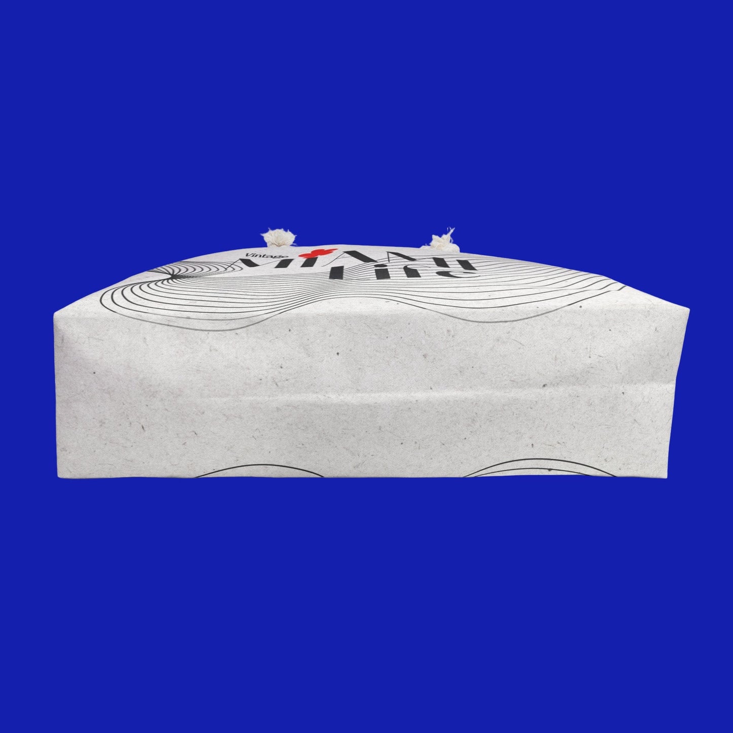 White shoebox with black text and design on a white background