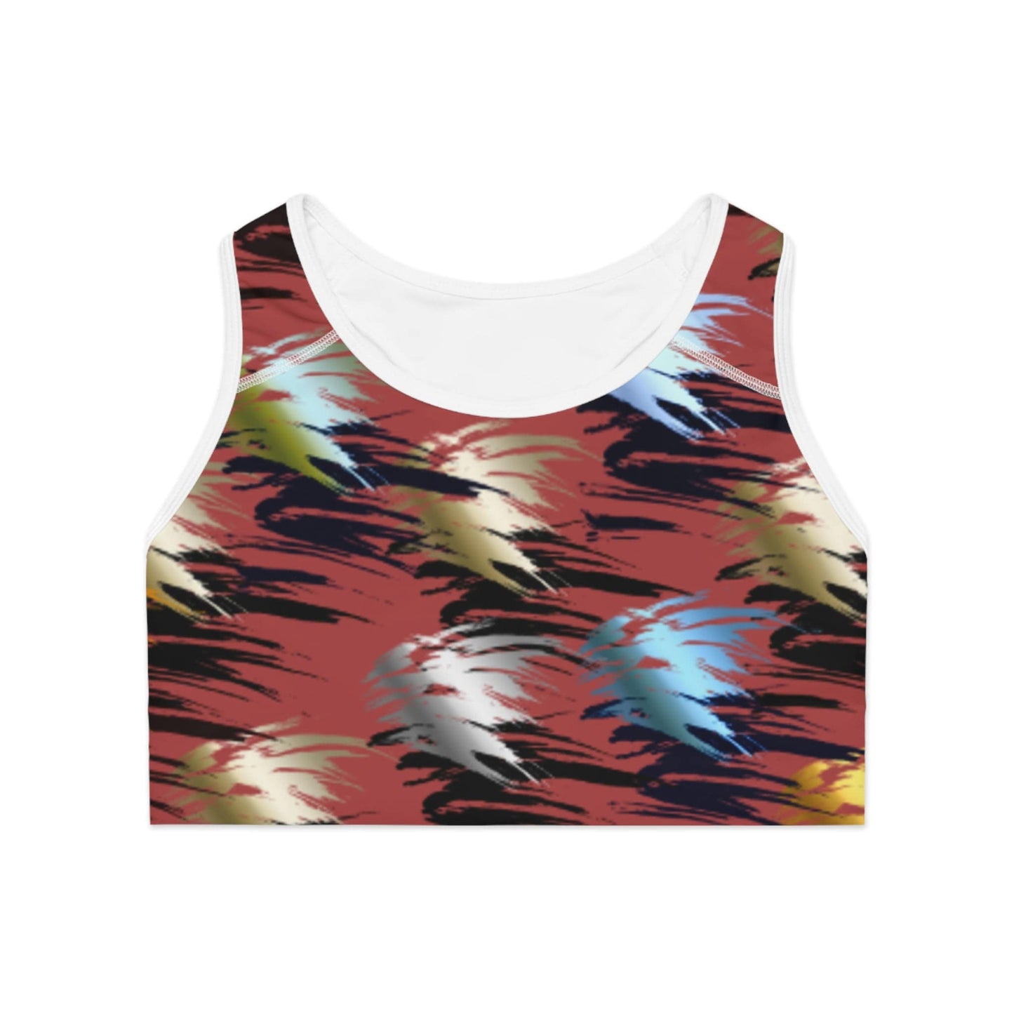 Yoga Sports Bra with Unique Paint Stroke Design