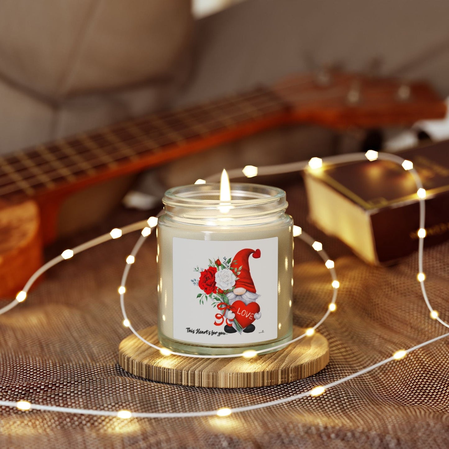 Coconut Apricot Soy Candle — Valentine Gnome Scented Jar (4oz & 9oz)
