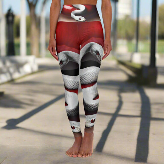 Leggings with snake pattern on a white background